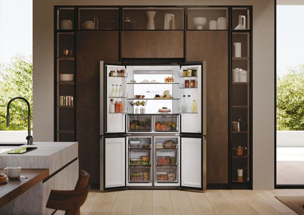 "HAIER - Frigorifero 4 porte HCR79F19ENMM Classe E 646 lt-Platino, Acciaio inossidabile"
