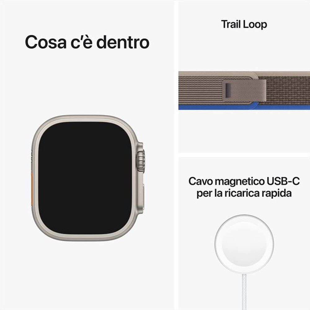 "APPLE - Watch Ultra GPS + Cellular 49mm S/M-Trail Loop Blu/Grigio"