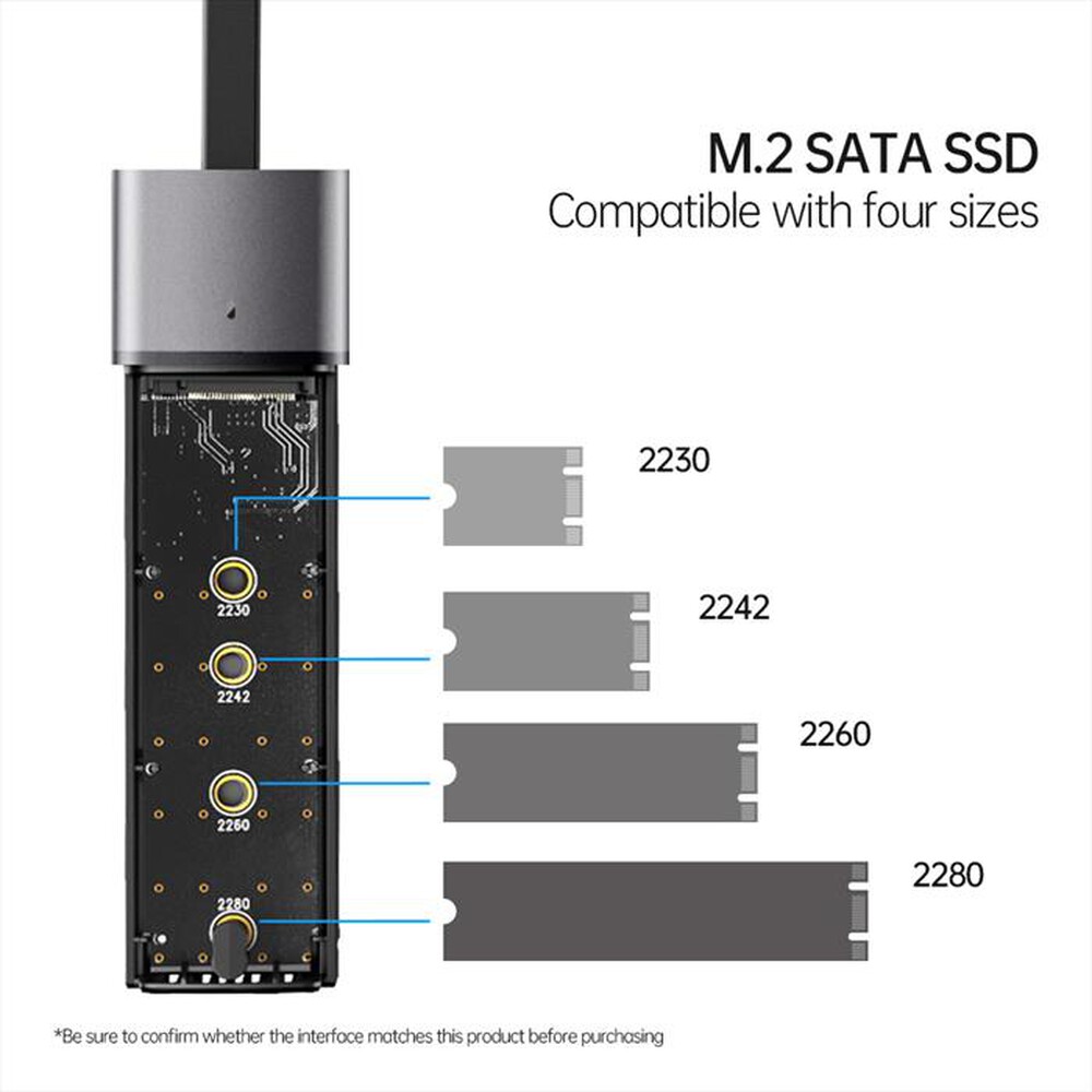 Immagine del prodotto NETAC - CABINET ENCLOSURE ALLUM.PER M.2 SATA CAVO USB C-ALUMINIO
