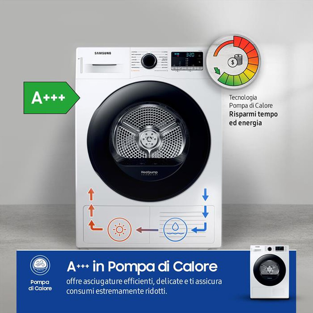 "SAMSUNG - Asciugatrice DV80CGC2B0AEET 8 Kg Classe A+++-bianco"