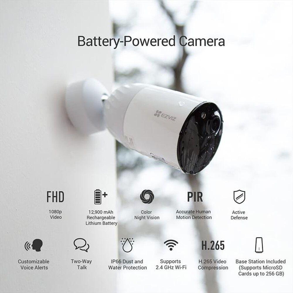 "EZVIZ - BC1-B2 KIT 2 BATTERY CAM + BASE-WHITE"