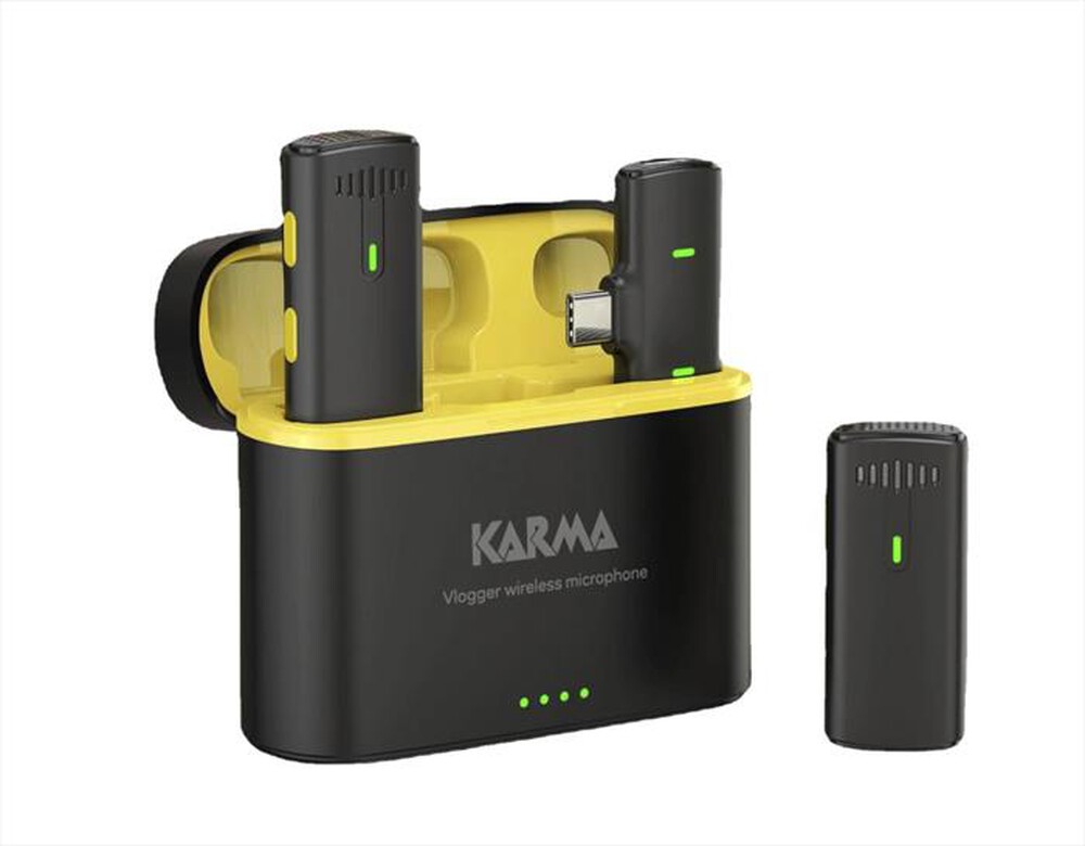 "KARMA - Doppio Radiomicrofono VLOGGER PLUS-Nero e giallo"