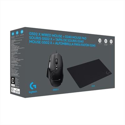 LOGITECH - Gaming mouse G502 X + G240 tappetino-Nero