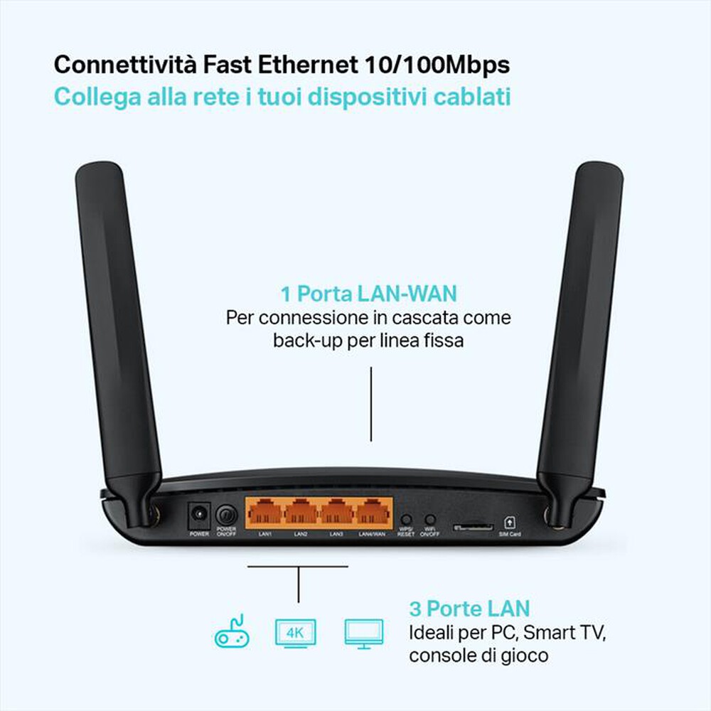 "TP-LINK - ARCHER MR400 - ROUTER 4G FINO A 150MBPS"