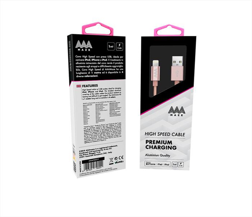 "AAAMAZE - ALUMINUM LIGHTNING CABLE 1M-Pink"
