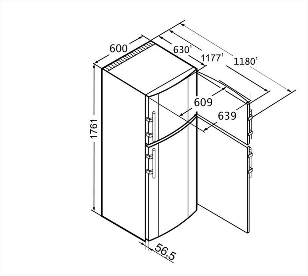 "LIEBHERR - Frigorifero 2 porte CTPESF 3316-23 Classe F 320lt-Acciaio"