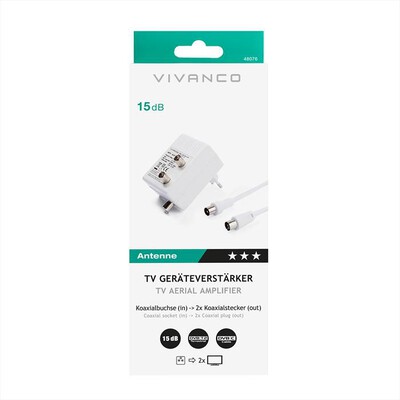 SBS - Amplificatore per 2 TV, DVB-C/DVB-T, 2x 15 dB-Bianco