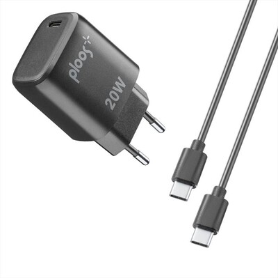 PLOOS - Caricabatterie KIT ADAPTER 20W/USB-C TO USB-C-Nero