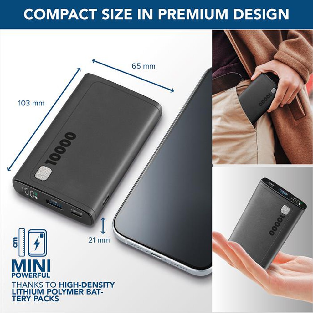 Immagine del prodotto CELLULARLINE - Caricabatterie Portatile PBDISPL01PD10000K-Nero