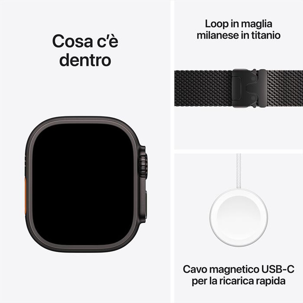 Immagine del prodotto APPLE - Watch Ultra 3 GPS + Cellular 49mm Titanio Nero-Milanese Titanio Nero - M