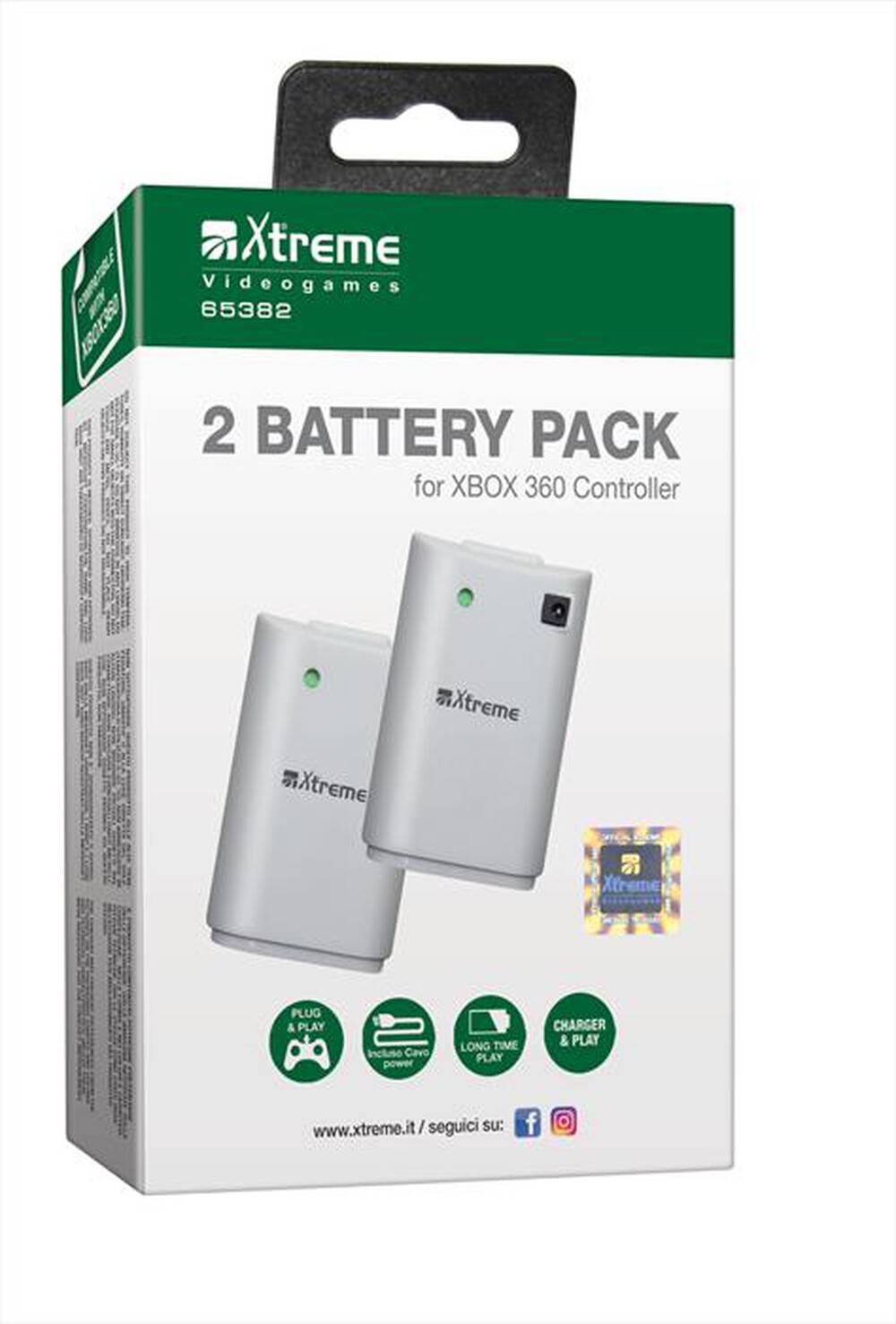 Immagine del prodotto XTREME - 65382 - Xbox 360 Kit 2 Battery + Power Cable