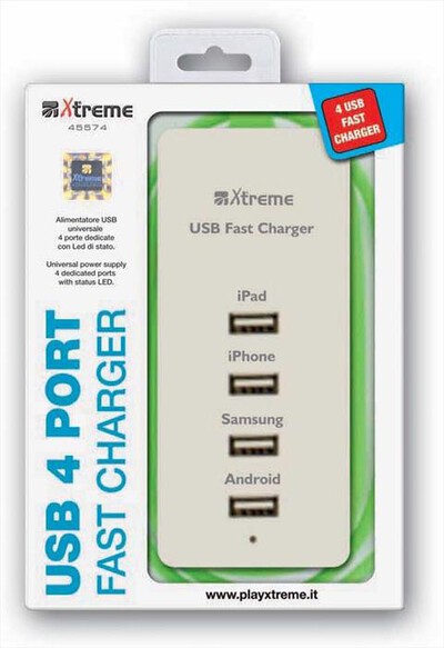 XTREME - 45574 - Alimentatore multipresa 4 porte USB