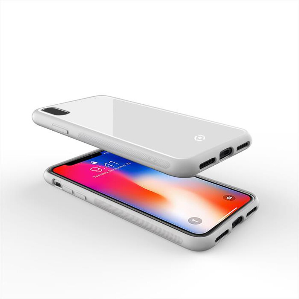 "CELLY - COVER PER IPHONE X-Bianco/Vetro temperato+TPU"