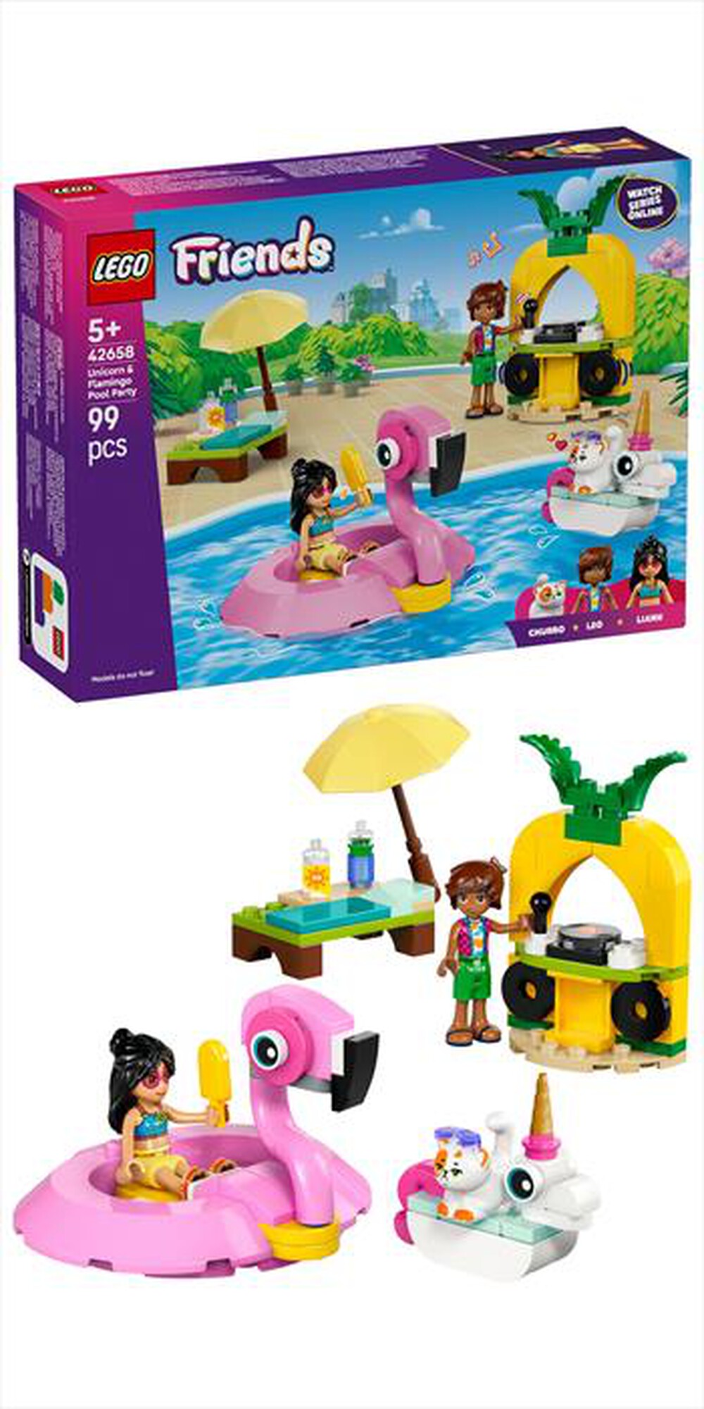 "LEGO - POOL PARTY CON UNICORNO E FENICOTTERO-,"