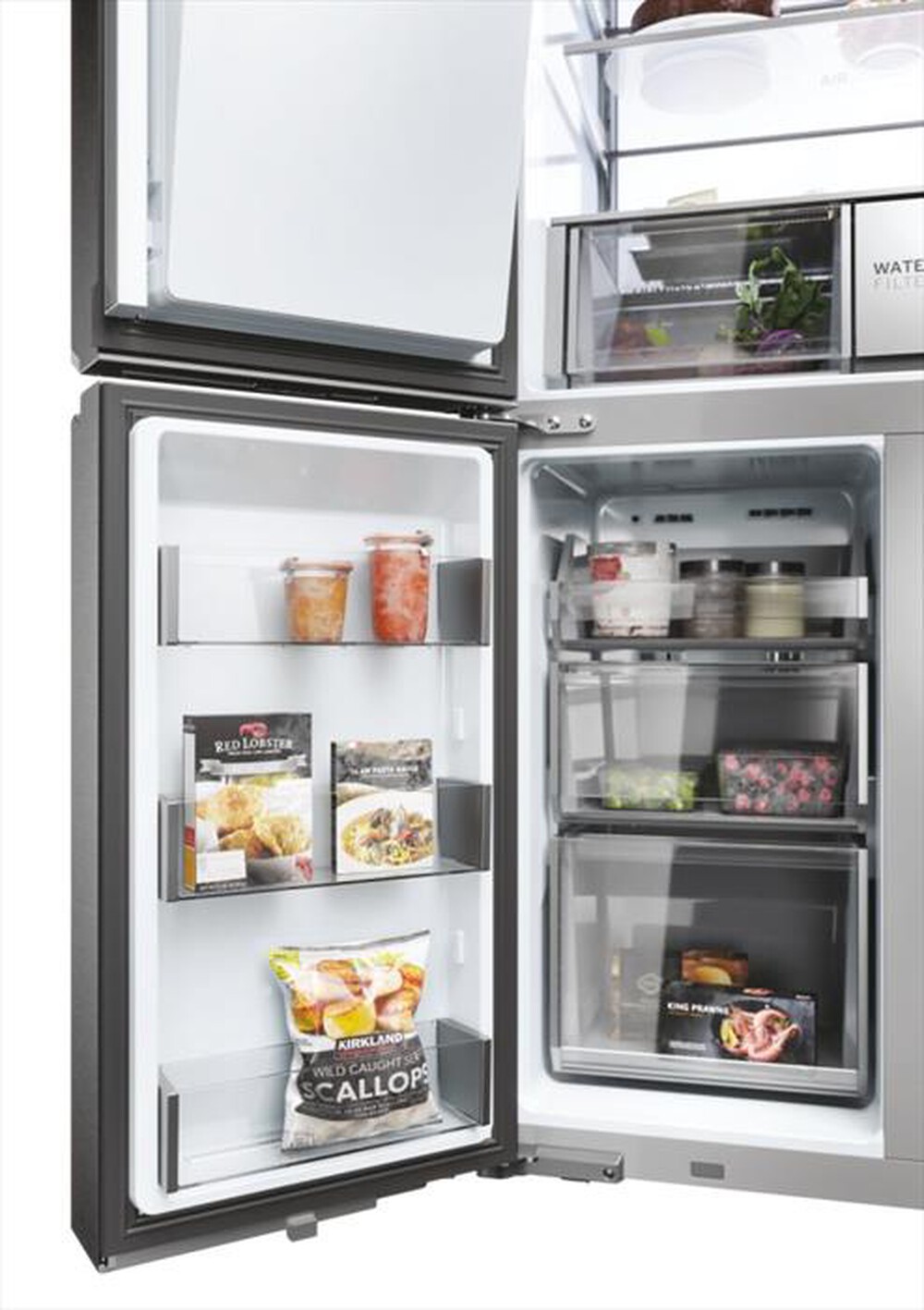 "HAIER - Frigorifero side by side HCR7918EIMP ClasseE 601lt-Platino, Acciaio inossidabile"