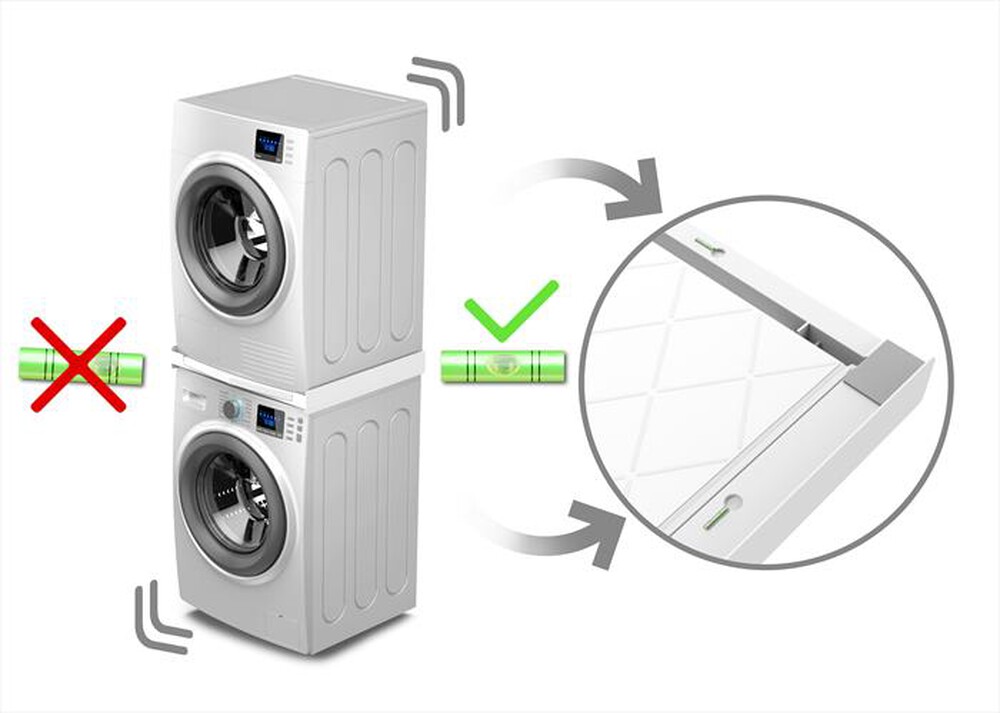 "MELICONI - Kit di sovrapposizione lavatrice TORRE QUICK-Tecnopolimero bianco"