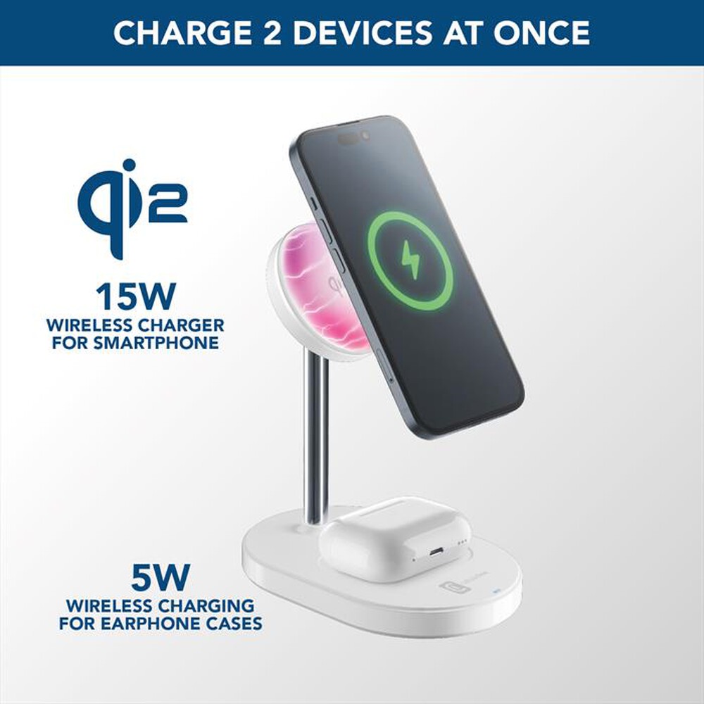 Immagine del prodotto CELLULARLINE - MAG DUO Station di ricarica wireless-Bianco