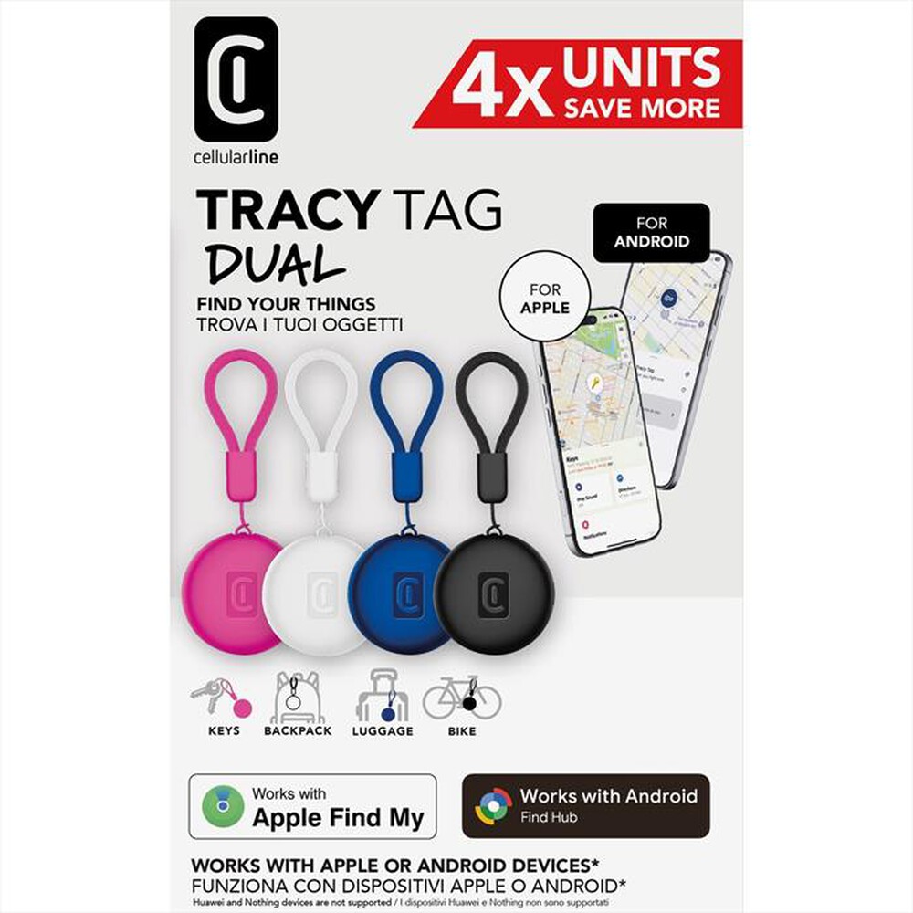 Immagine del prodotto CELLULARLINE - TRACY TAG DUAL MULTIPACK 4X-Multicolore