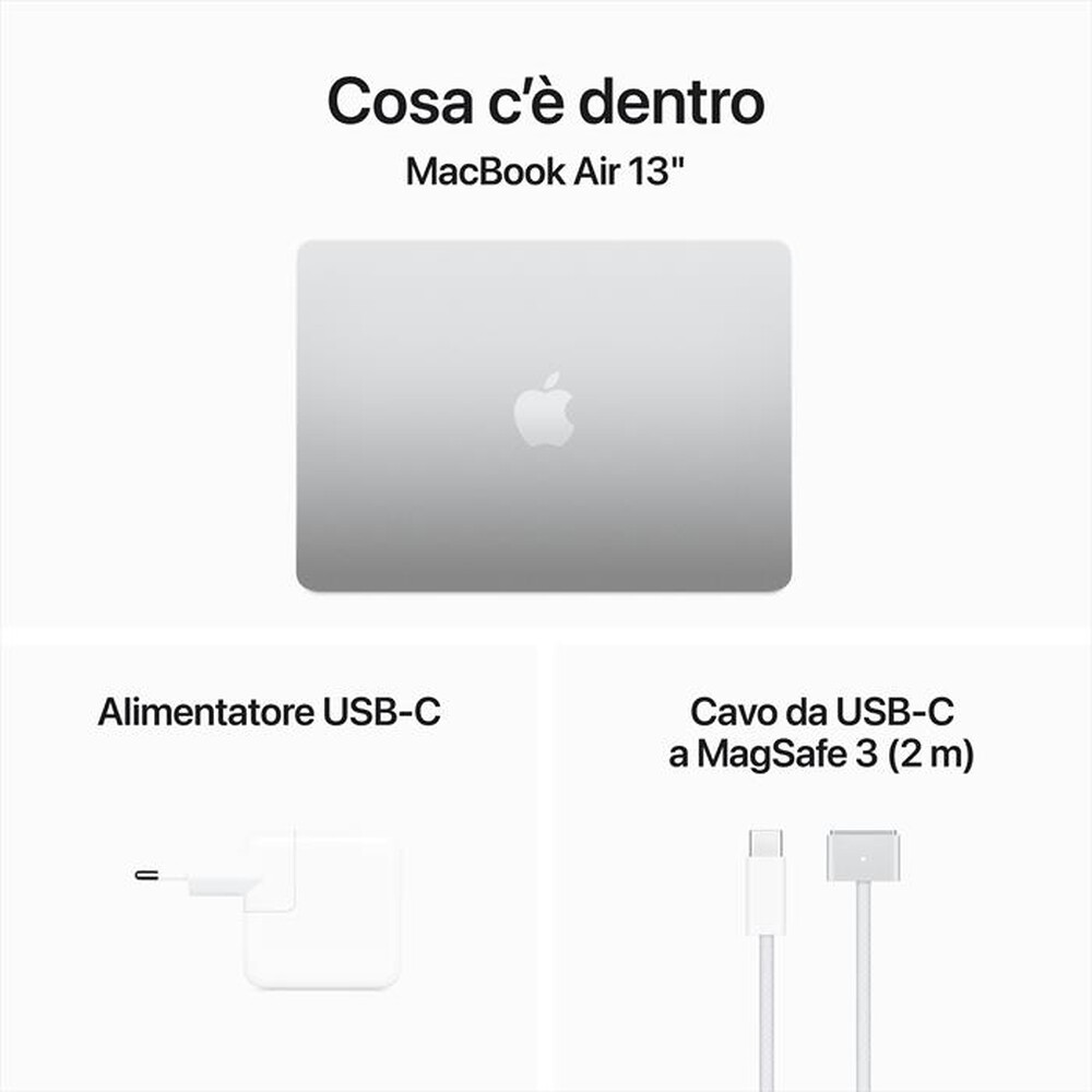 "APPLE - MacBook Air 13\" M3 Core CPU 8 GPU 8 16GB 256GB SSD-Argento"