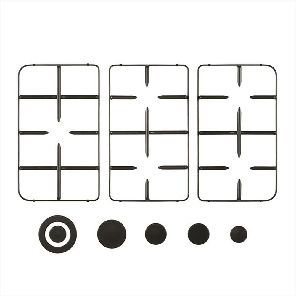 "GLEM GAS - 9N98MAT Kit 3 griglie + coprispartifiamma-NERO"