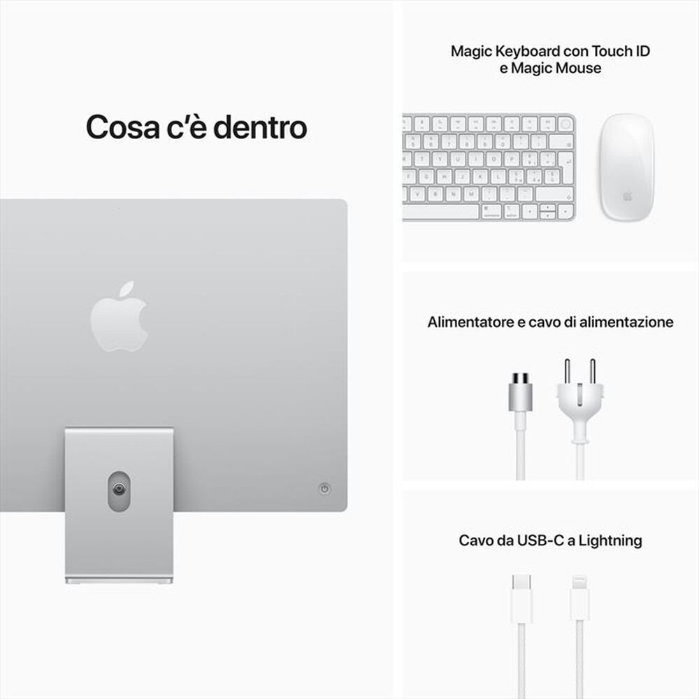 "APPLE - iMac 24\" display Retina 4,5K M1 512 GPU 8CORE 2021 - Argento"