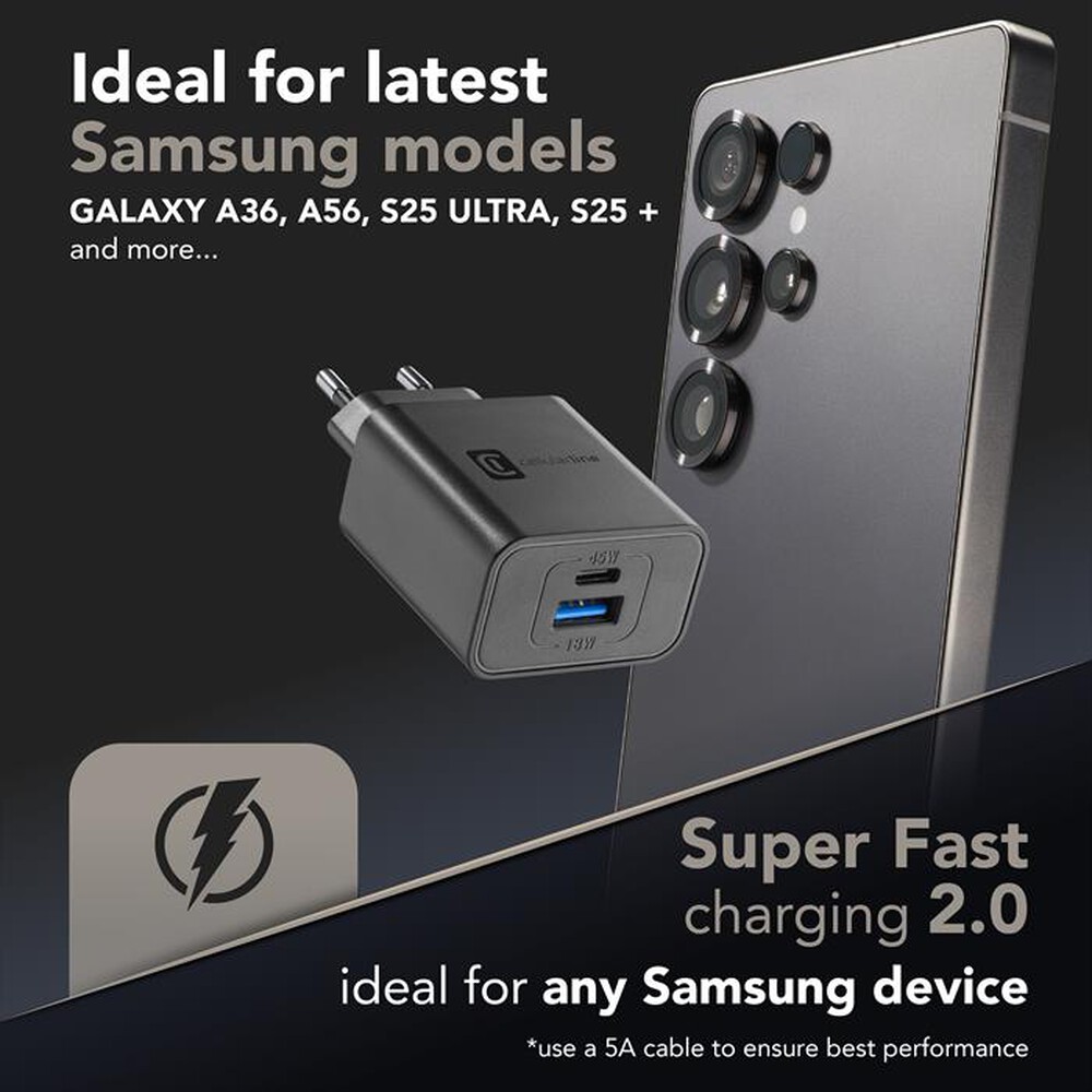 Immagine del prodotto CELLULARLINE - DUAL SUPER FAST CHARGER 45W-Nero