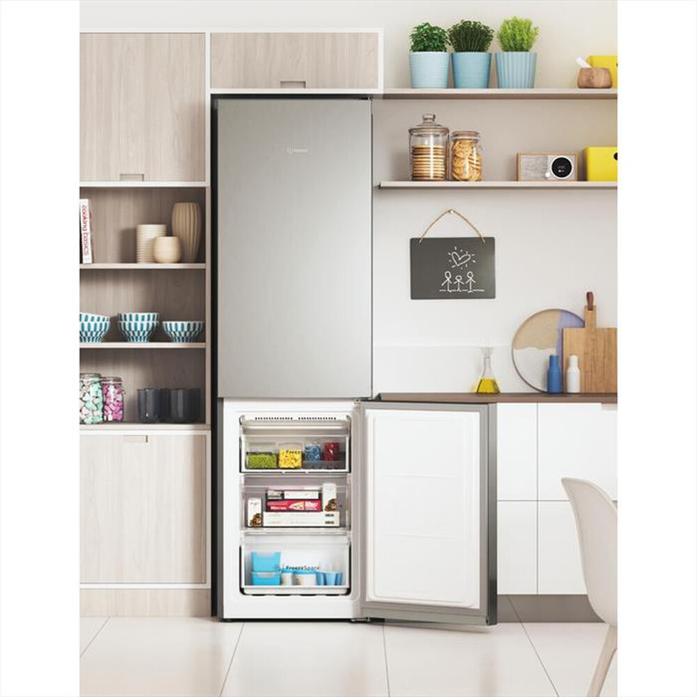 "INDESIT - Frigorifero combinato PUSH&GO INFC9 TA23X Classe D-Argento"