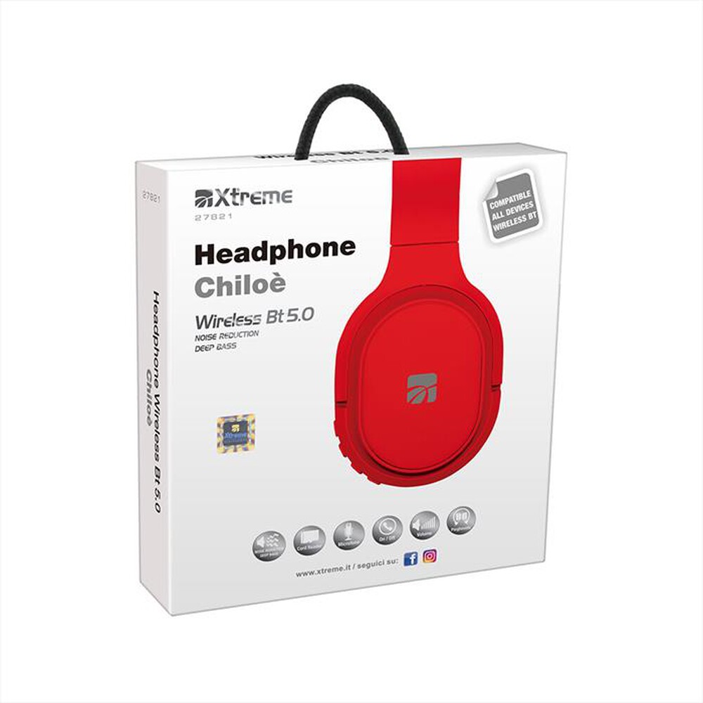 "XTREME - HEADPHONE CHILOE' WIRELESS BT 5.0-ROSSO"