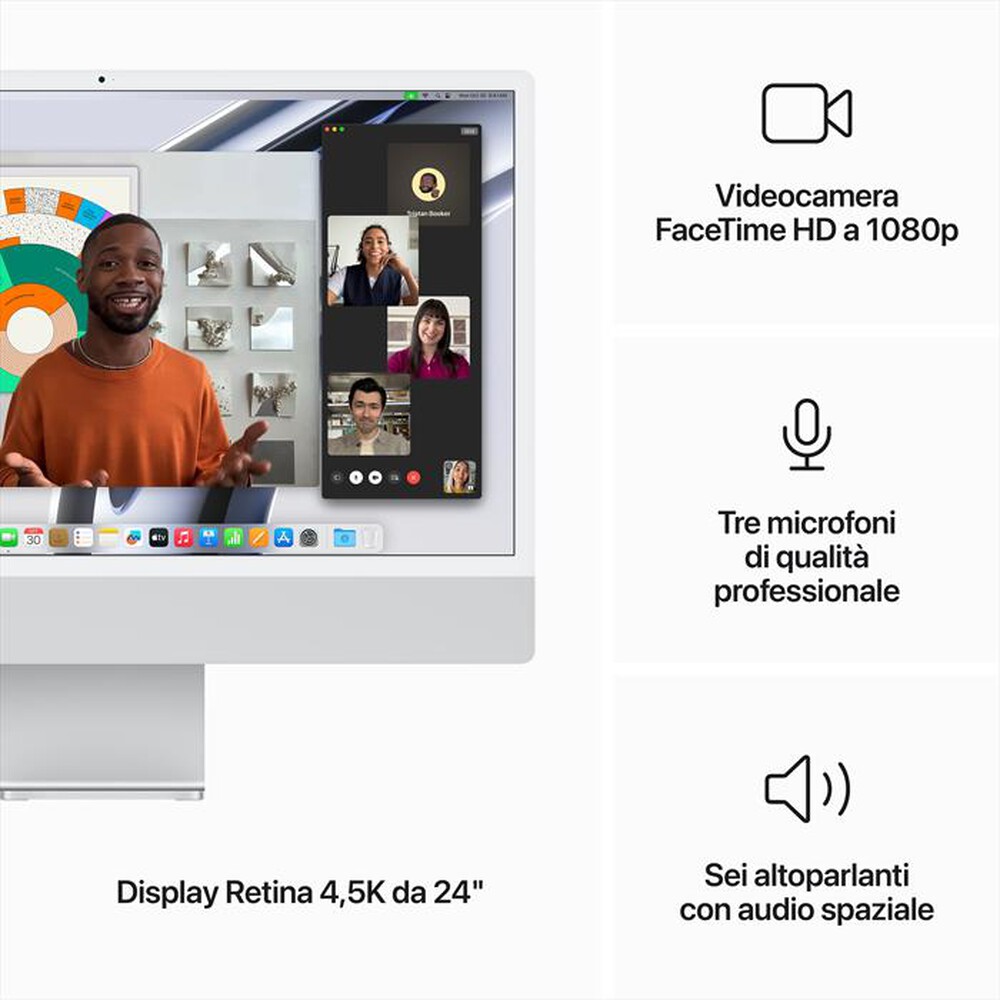 "APPLE - IMAC RETINA 24'' 4.5K M3 CORE 8 CPU 10 GPU 512GB-Argento"