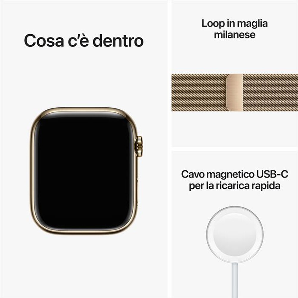 Immagine del prodotto APPLE - Watch Series 8 GPS + Cellular 45mm Acciaio-Oro - Milanese