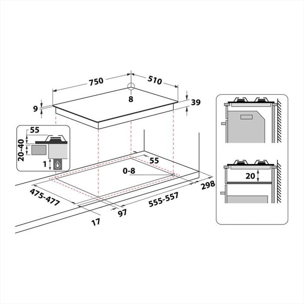 Immagine del prodotto HOTPOINT ARISTON - Piano cottura a gas PCN 750 T (AV) R /HA 75cm