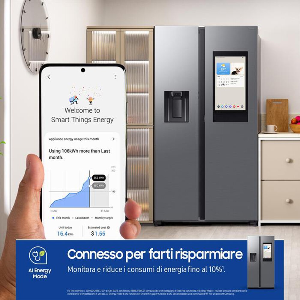 "SAMSUNG - Frigorifero side by side RS90F66BETEF Classe E-Inox Spazzolato"