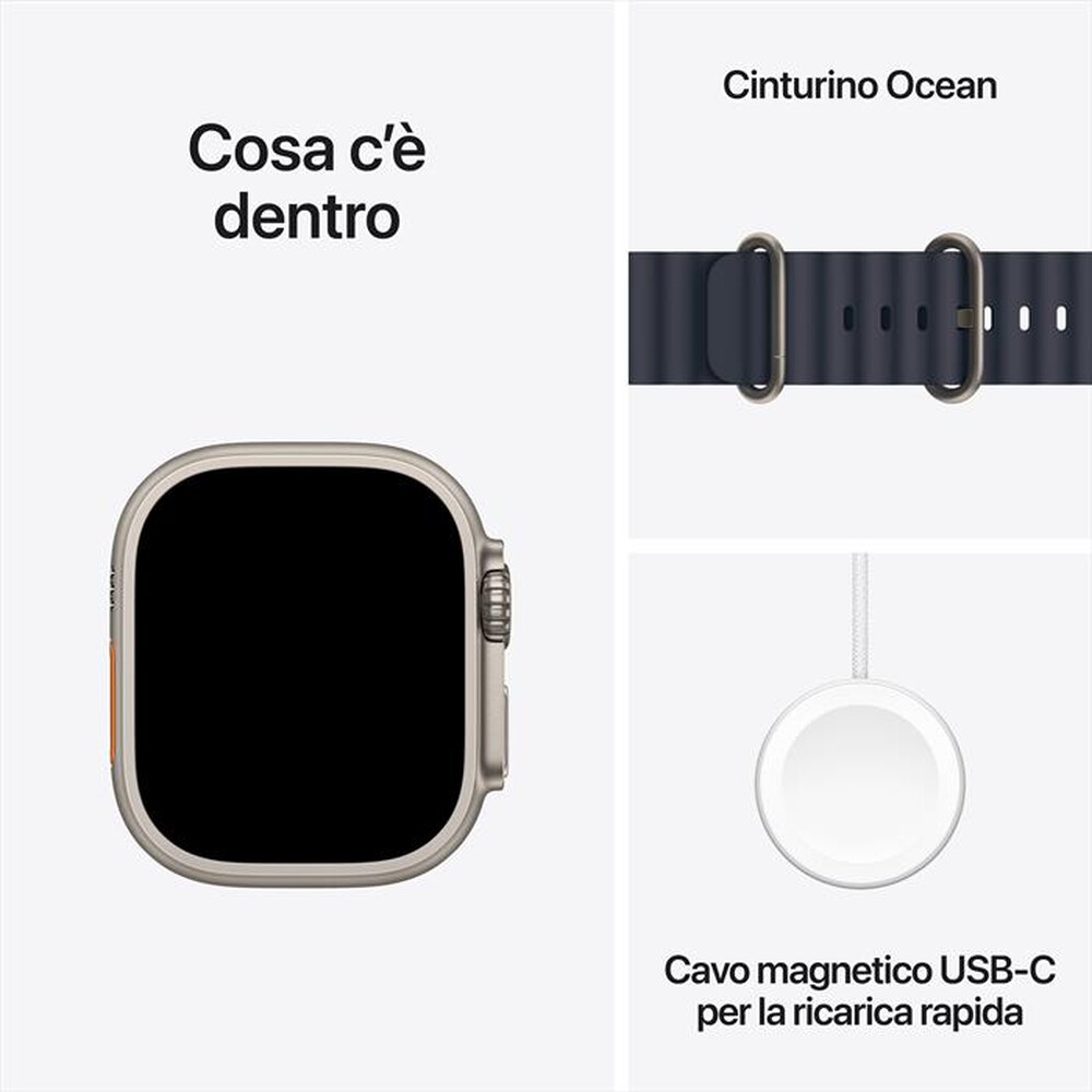 "APPLE - Watch Ultra 2 GPS + Cellular 49mm Titanio-Naturale - Cinturino Ocean Blu"