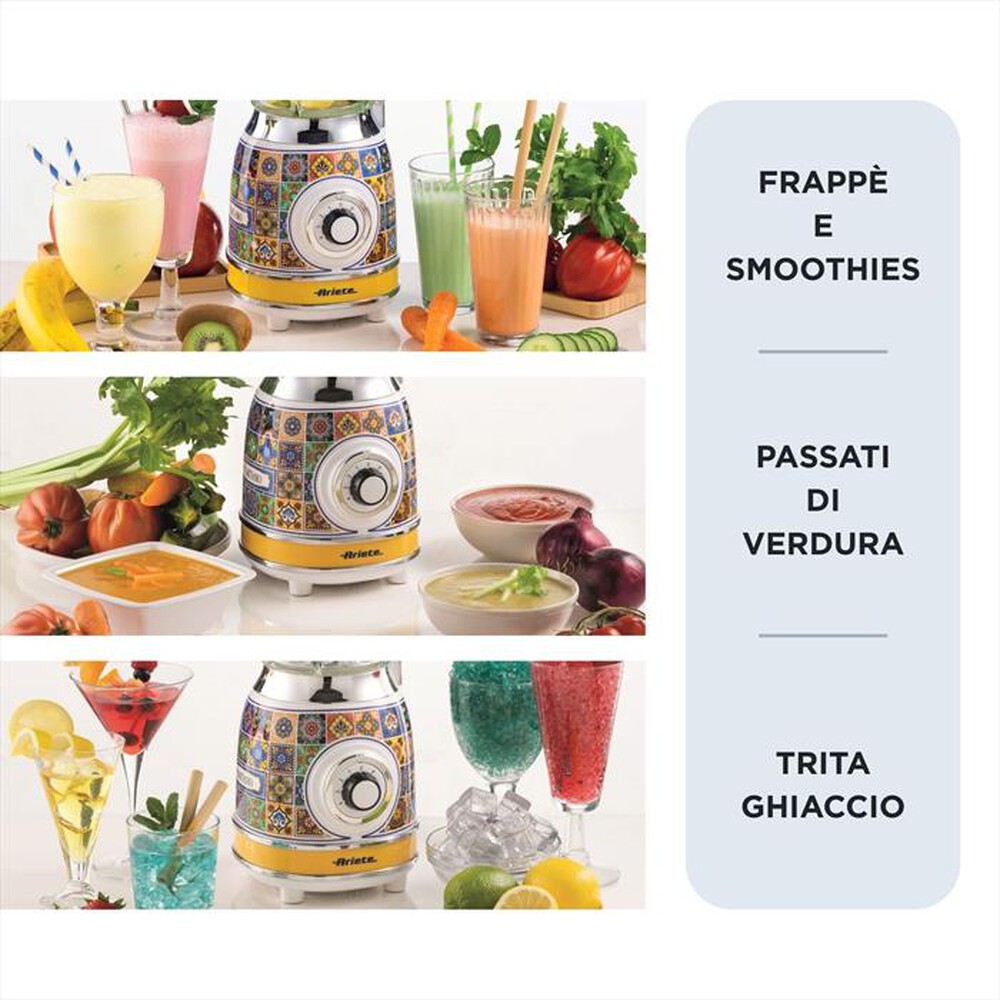 Immagine del prodotto ARIETE - 0583/0P FRULLATORE CON TAZZA IN VETRO POSITANO-Multicolore