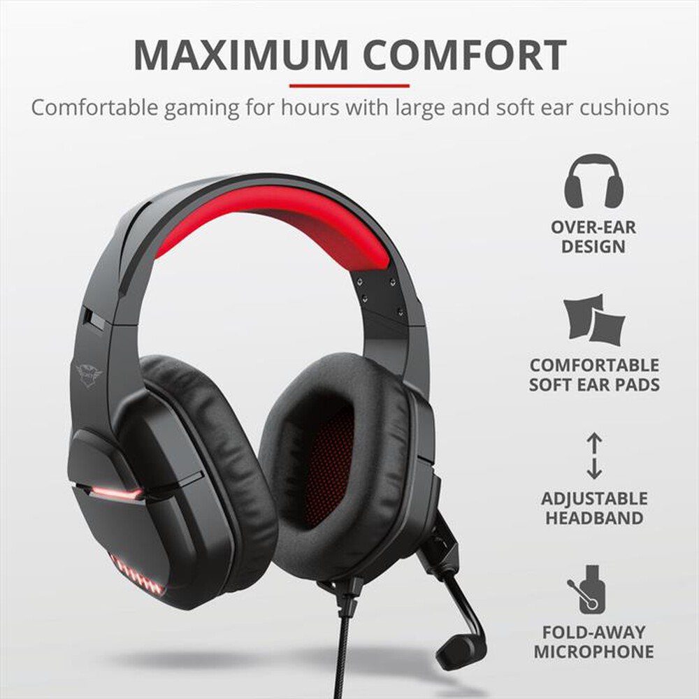 "TRUST - GXT448 NIXXO ILLUMINATED HEADSET-Black/Red"