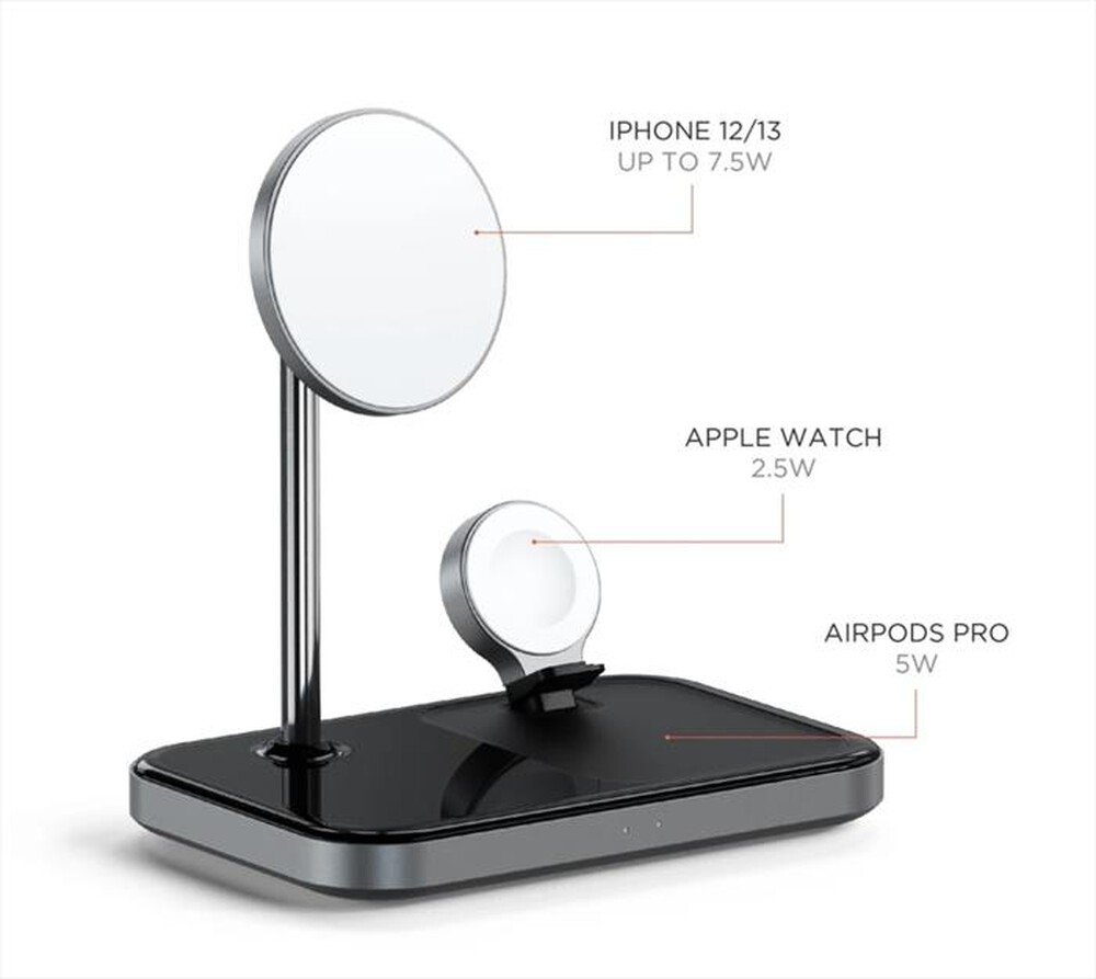 "SATECHI - STAND DI RICARICA WIRELESS 3IN1-grigio"