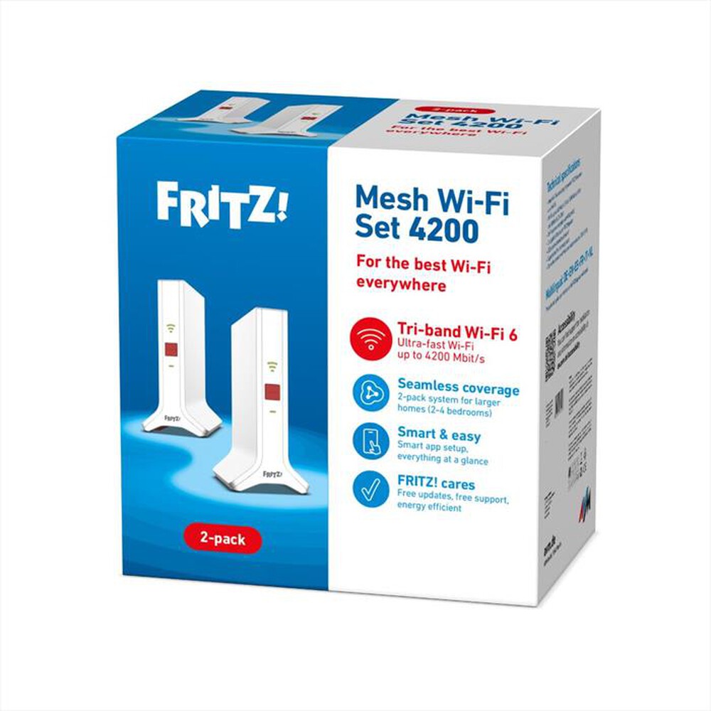 "FRITZ! - MESH WI-FI SET 4200 2-PACK-bianco/rosso"