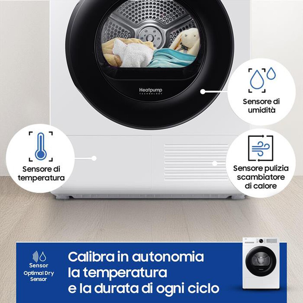 "SAMSUNG - Asciugatrice DV90DG52A0AHET 9KG Classe A+++-bianco oblò nero display silve"