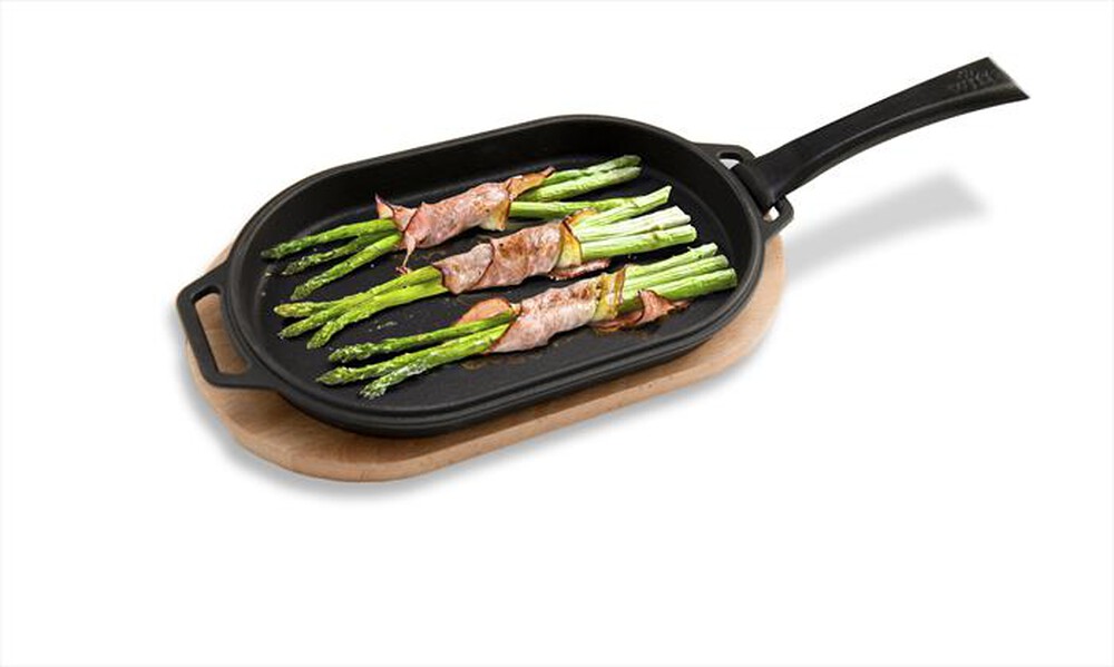"WITT - PADELLA IN GHISA CON BASE IN LEGNO-Black"