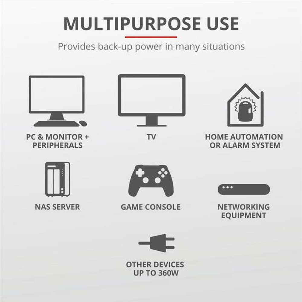 "TRUST - PAXXON 800VA UPS 2 OUTLETS-Black"