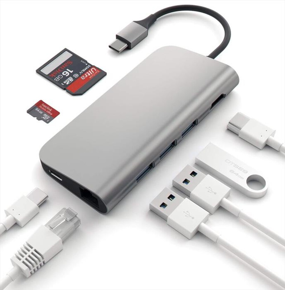 "SATECHI - ADATTATORE USB-C MULTI-PORTA 4K ETHERNET-space grey"