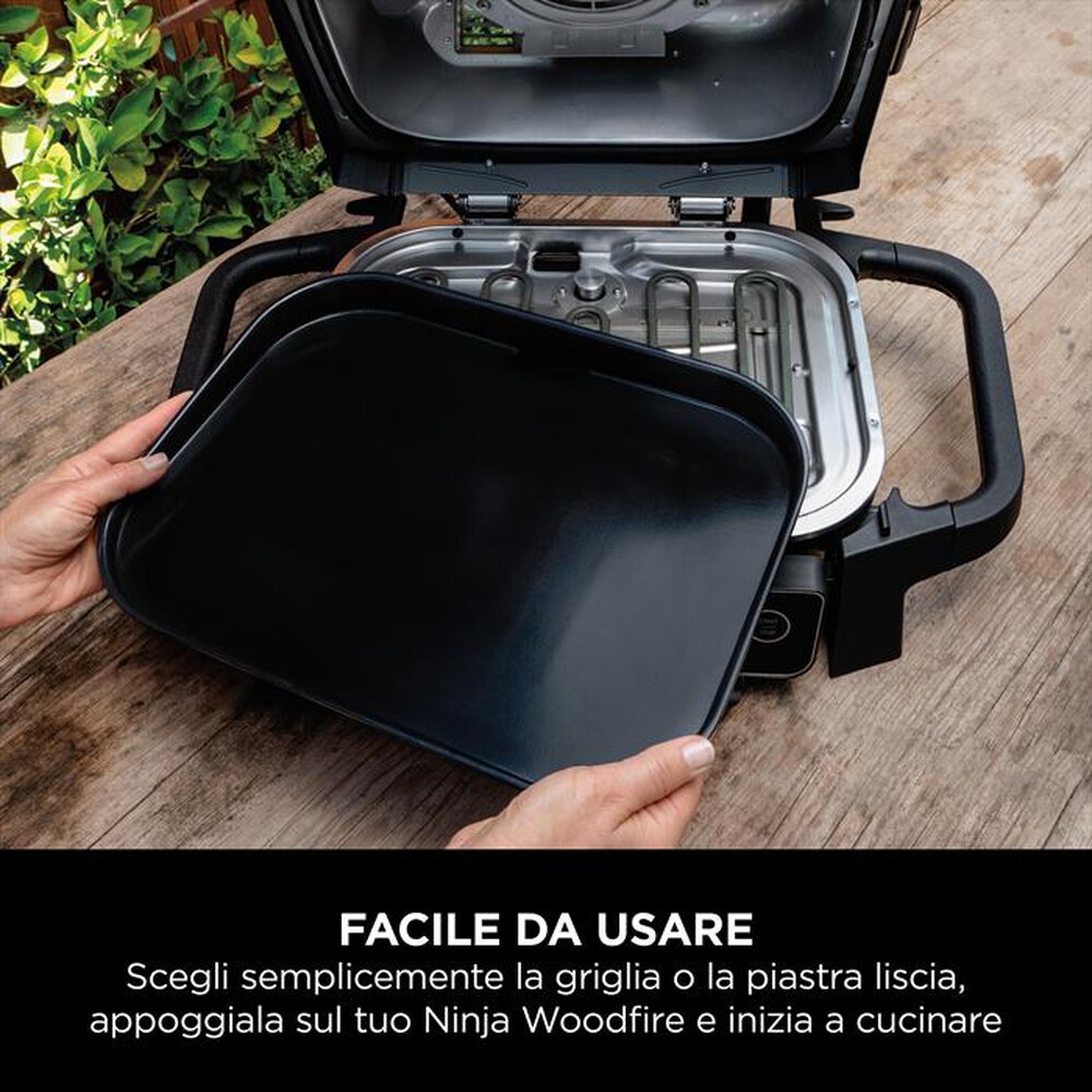 "NINJA - Piastra liscia per BBQ elettrico Woodfire-NERO"