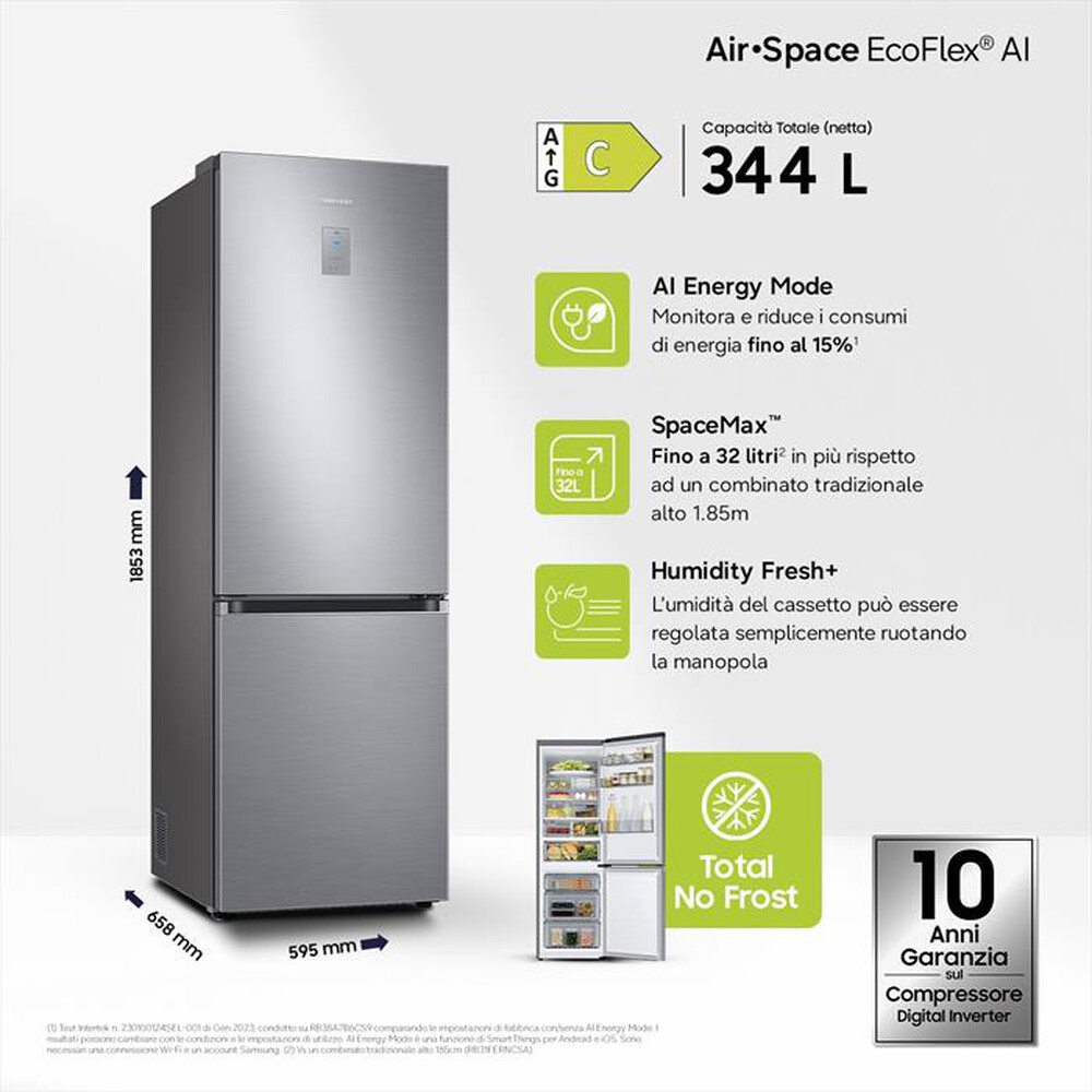Immagine del prodotto SAMSUNG - Frigorifero combinato RB34C775CS9/EF ClasseC 344lt-METAL INOX