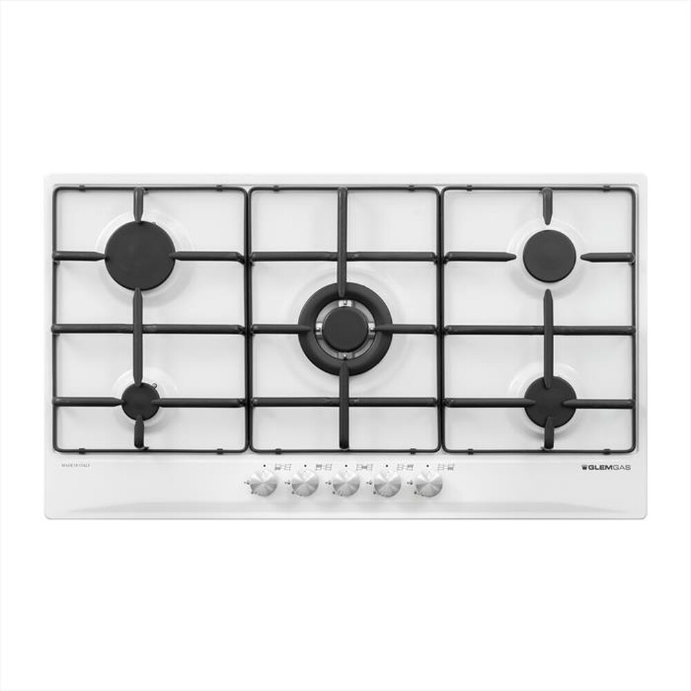 "GLEM GAS - Piano cottura a gas GT955WH- 5 fuochi 86cm-Bianco"