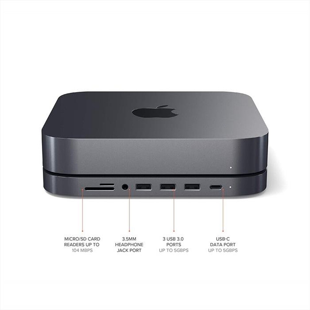 "SATECHI - SUPPORTO CON HUB IN ALLUMINIO PER MAC MINI-nero"