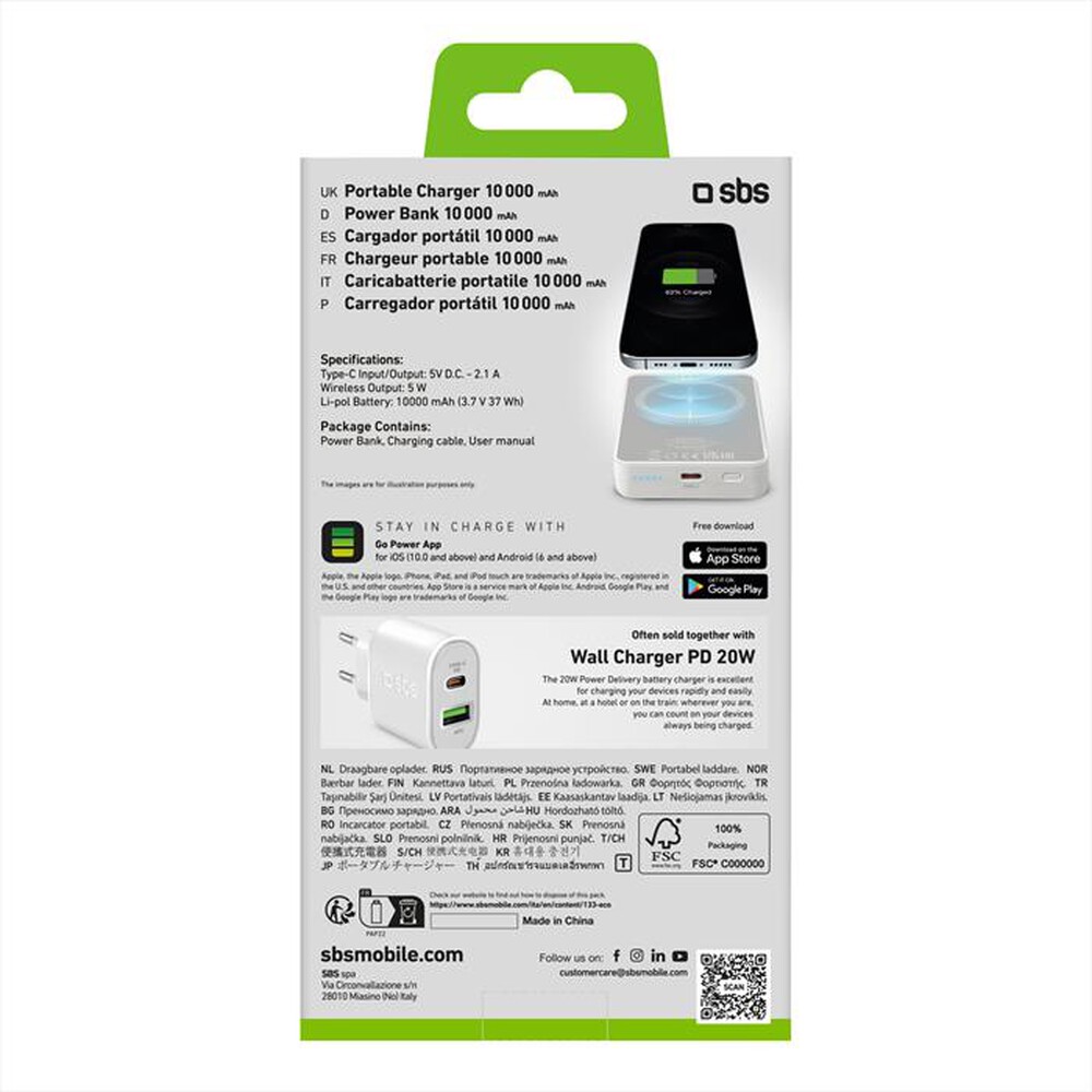 "SBS - Powerbank TEBB10000MAG1CW-Bianco"