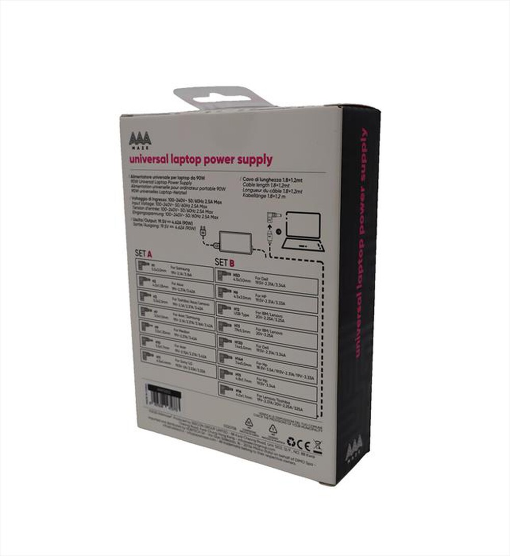 Immagine del prodotto AAAMAZE - ALIMENTATORE UNIVERSALE 90W SET A-Nero