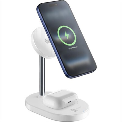 CELLULARLINE - Station ricarica wireless 2in1 MAG DUO QI2.2 25W-Bianco
