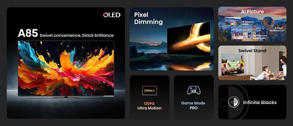 "HISENSE - Smart TV OLED 65\" 4K Ultra HD 65A86N 120Hz-NERO"