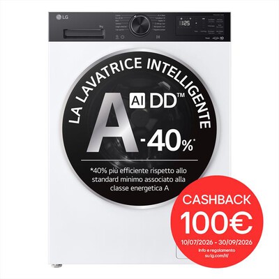 LG - Lavatrice AI DD F4NX5009THB 9kg 1400g Classe A-40%-Bianco